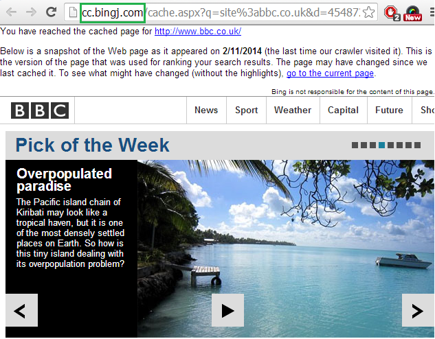 bbc bing cache