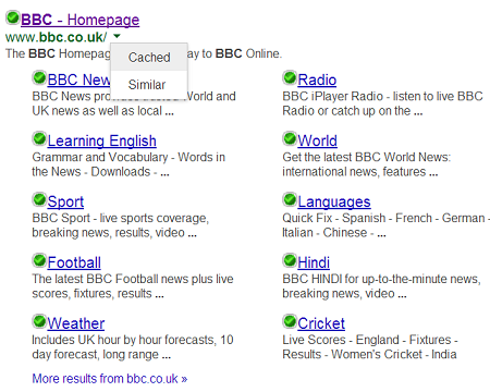 bbc homepage cache google