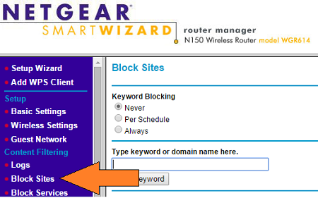 block sites netgear