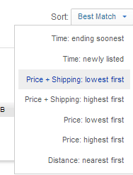ebay price sorting