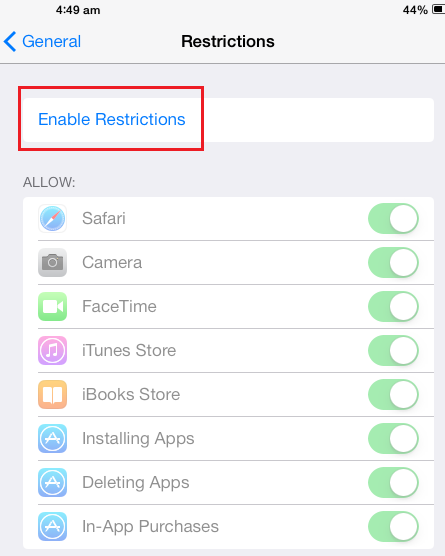 enable restrictions