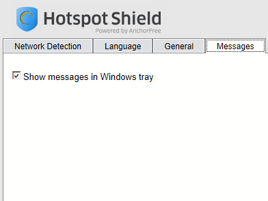 hotspot shield message settings