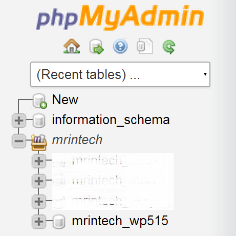 phpmyadmin table name